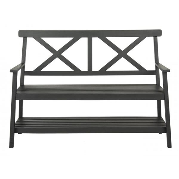 Safavieh 49.21 in. Mayer Outdoor Bench, Black - PAT6744A