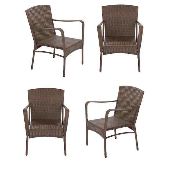 Bold Fontier Leisure Brown Wicker Outdoor Lounge Chair Set 4 Piece - BO1489038