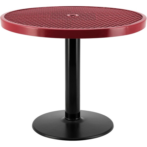 Global Industrial 36in Round Outdoor Table, 29inH, Red - 278001RD
