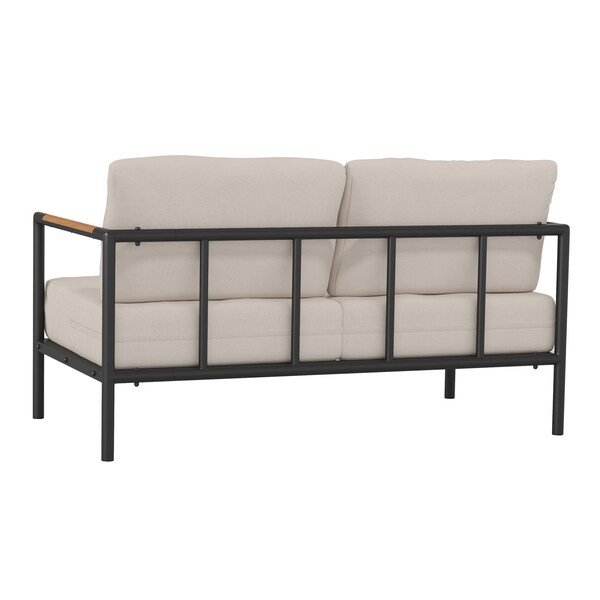 Flash Furniture Black Teak Accented Loveseat with Cushions - GM-201027-2S-GY-GG