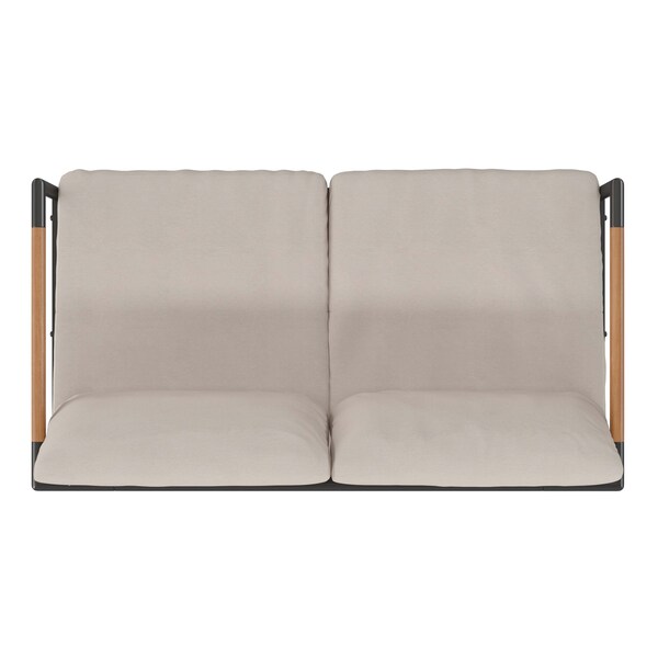 Flash Furniture Black Teak Accented Loveseat with Cushions - GM-201027-2S-GY-GG