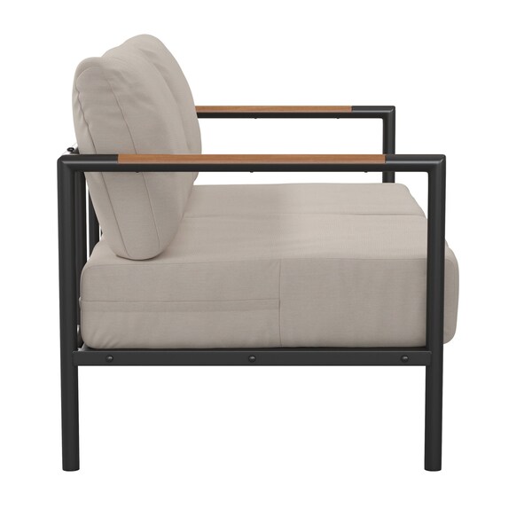 Flash Furniture Black Teak Accented Loveseat with Cushions - GM-201027-2S-GY-GG