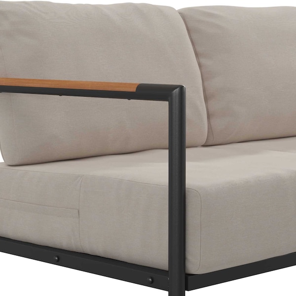 Flash Furniture Black Teak Accented Loveseat with Cushions - GM-201027-2S-GY-GG