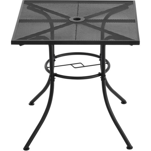 Global Industrial Interion 30 Square Outdoor Cafe Table, Steel Mesh, Black - 262091