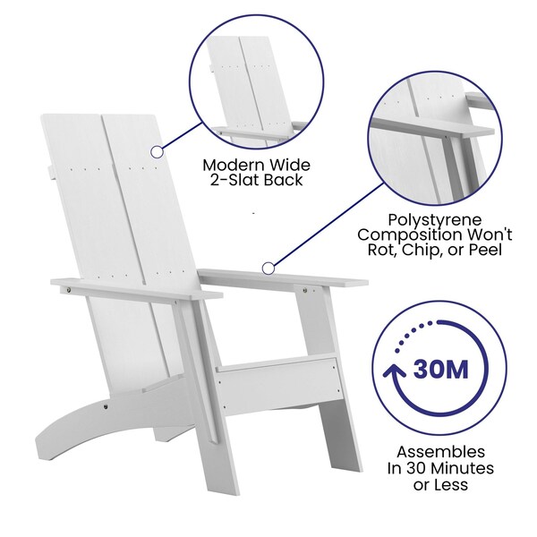 Flash Furniture White Modern Dual Slat Back Adirondack Chair - JJ-C14509-WH-GG