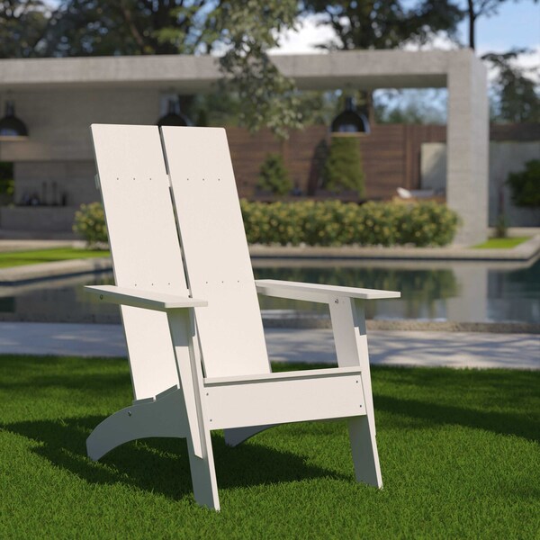 Flash Furniture White Modern Dual Slat Back Adirondack Chair - JJ-C14509-WH-GG
