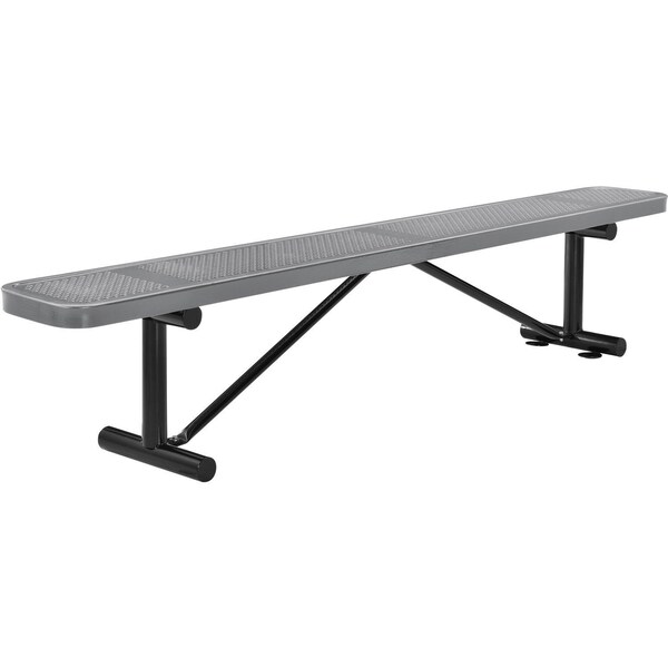 Global Industrial 96 Perforated Metal Outdoor Flat Bench, Gray - 262076GY