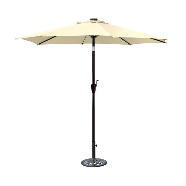 Jeco 9 ft. Aluminum Umbrella with Crank & Solar Guide Tubes - Brown Pole & Tan Fabric - OF-UB106