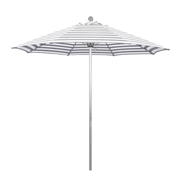 California Umbrella Patio Umbrella, Octagon, 103" H, Olefin Fabric, Gray White Cabana Stripe - 194061005965