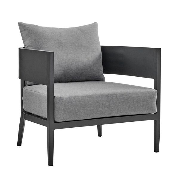 Armen Living Menorca Aluminum Outdoor Chair in Dark Gray - SETODMNGRBX1