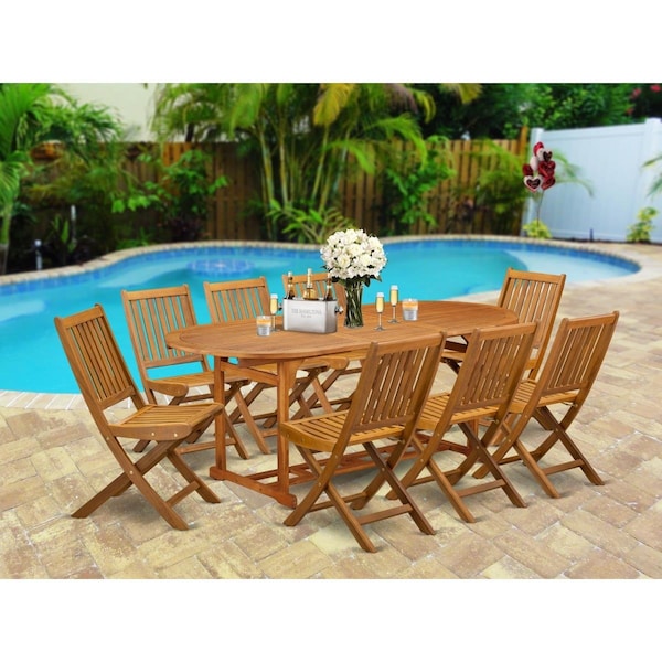 Invernadero 9 Piece Beasley Patio Furniture Set - Natural Oil - IN2964265