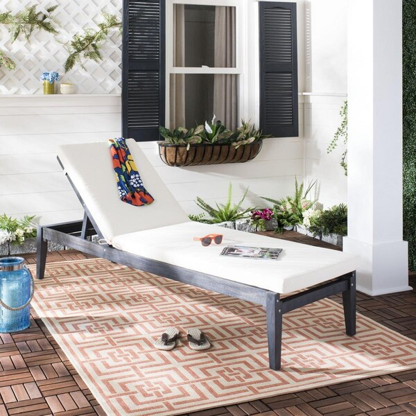 Safavieh Azusa Sun LoungerDark Slate Gray & Beige - PAT6729K