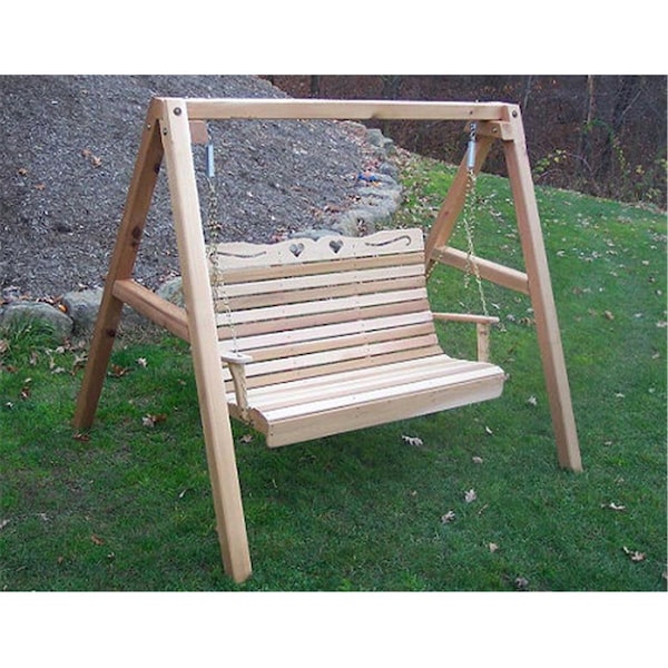 Creekvine Designs 5 ft. Cedar Royal Country Hearts Porch Swing with Stand - WF1015A50CVD