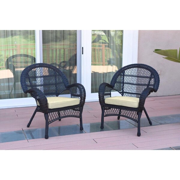Propation W00211-C-2-FS001 Santa Maria Black Wicker Chair with Ivory Cushion, 2PK - PR3012182