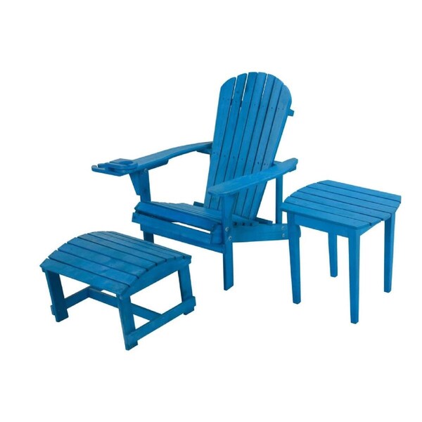 Bold Fontier 6 in. Earth Adirondack Backyard Chair with Phone & Cup Holder, Sky Blue - BO3276128