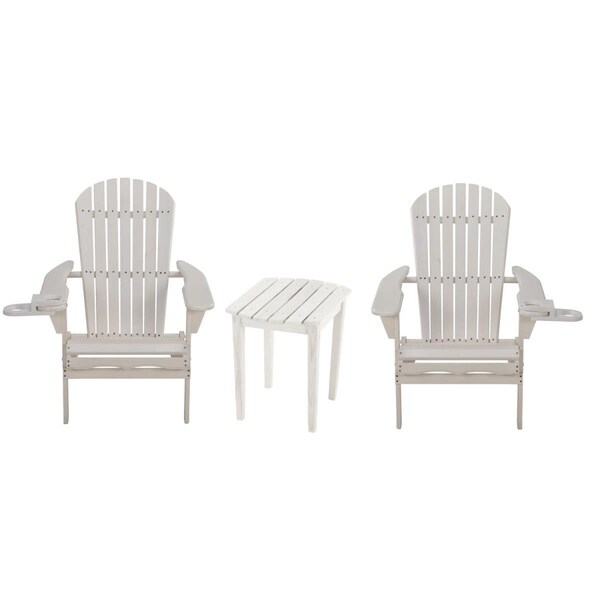 Bold Fontier 35 x 32 x 28 in. 2 Foldable Chair with Cup Holder & 1 End Table, White - BO3282570