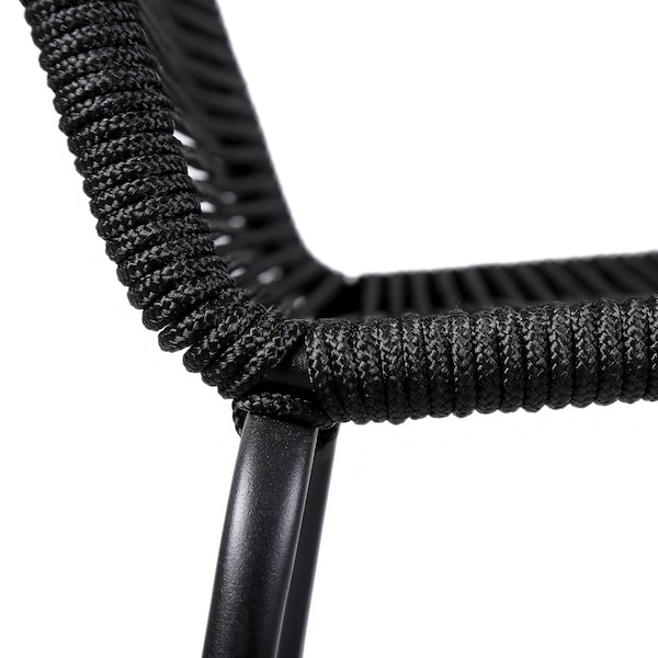 Armen Living Shasta Outdoor Metal and Black Rope Stackable Dining Chair - Set of 2 - LCSHSIBLK