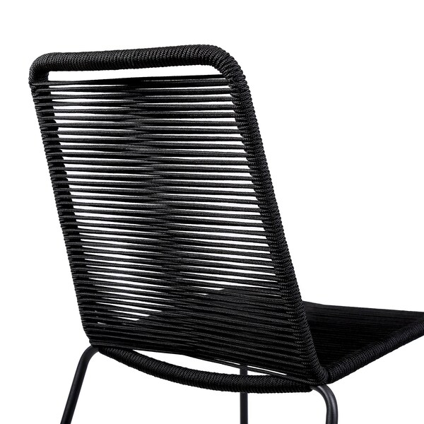 Armen Living Shasta Outdoor Metal and Black Rope Stackable Dining Chair - Set of 2 - LCSHSIBLK