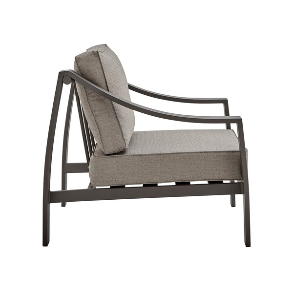 Armen Living Mongo 4 Piece Outdoor Patio Furniture Set in Dark Brown Aluminum with Cushions - 840254332416