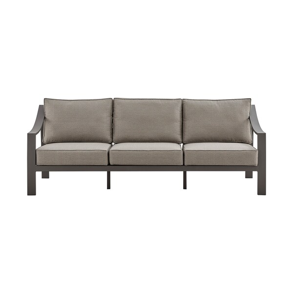 Armen Living Mongo 4 Piece Outdoor Patio Furniture Set in Dark Brown Aluminum with Cushions - 840254332416
