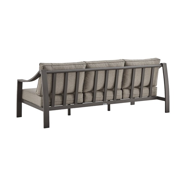 Armen Living Mongo 4 Piece Outdoor Patio Furniture Set in Dark Brown Aluminum with Cushions - 840254332416