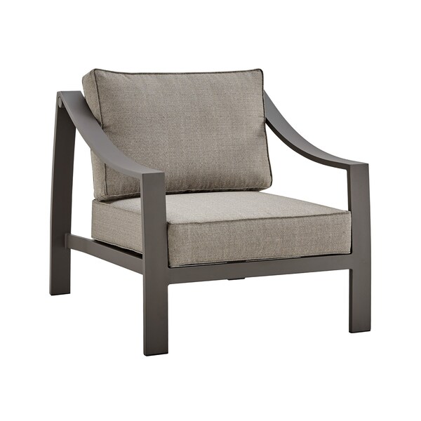 Armen Living Mongo 4 Piece Outdoor Patio Furniture Set in Dark Brown Aluminum with Cushions - 840254332416