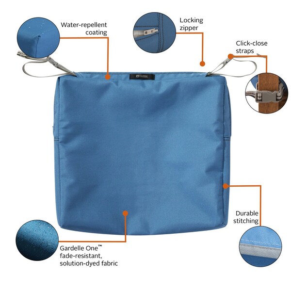 Classic Accessories Ravenna Patio Cushion Slipcover, Empire Blue, 17" - 60-336-010501-RT