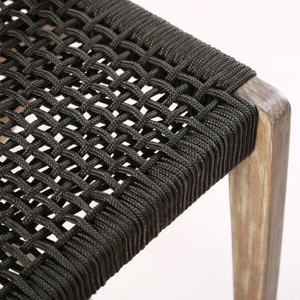 Armen Living Nabila Outdoor Light Eucalyptus Wood and Charcoal Rope Counter and Bar Height Stool - 840254333437