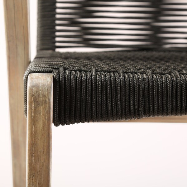 Armen Living Nabila Outdoor Light Eucalyptus Wood and Charcoal Rope Counter and Bar Height Stool - 840254333437