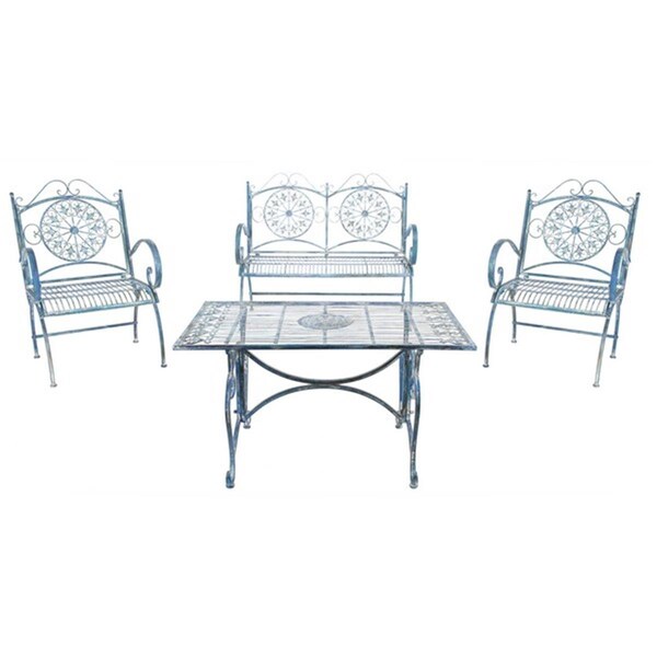 Safavieh Sophie Patio Conversation Set, Antique Blue - 4 Piece - PAT5001C