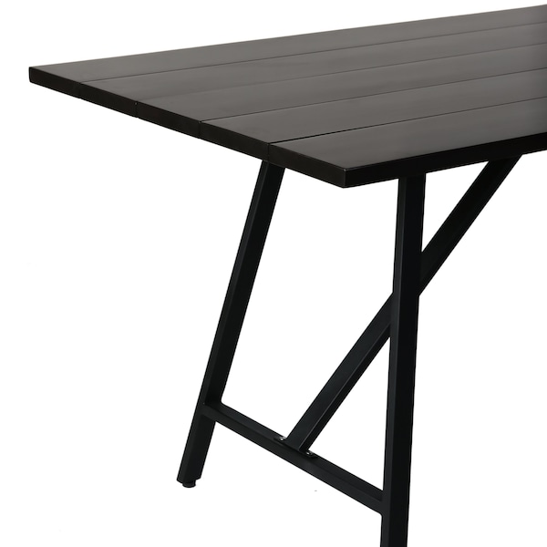 Armen Living Koala Outdoor Patio Dark Eucalyptus Wood and Metal Rectangle Dining Table - 840254332317