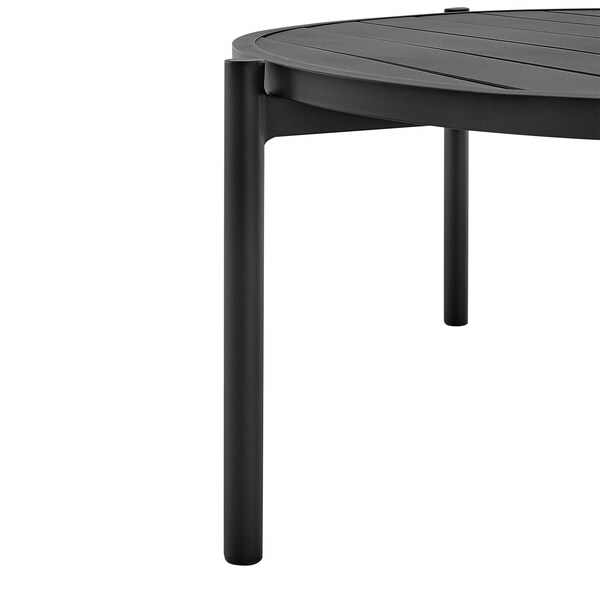 Armen Living Tiffany Outdoor Patio Round Coffee Table in Black Aluminum - 840254332577