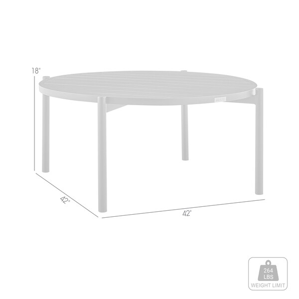 Armen Living Tiffany Outdoor Patio Round Coffee Table in Black Aluminum - 840254332577