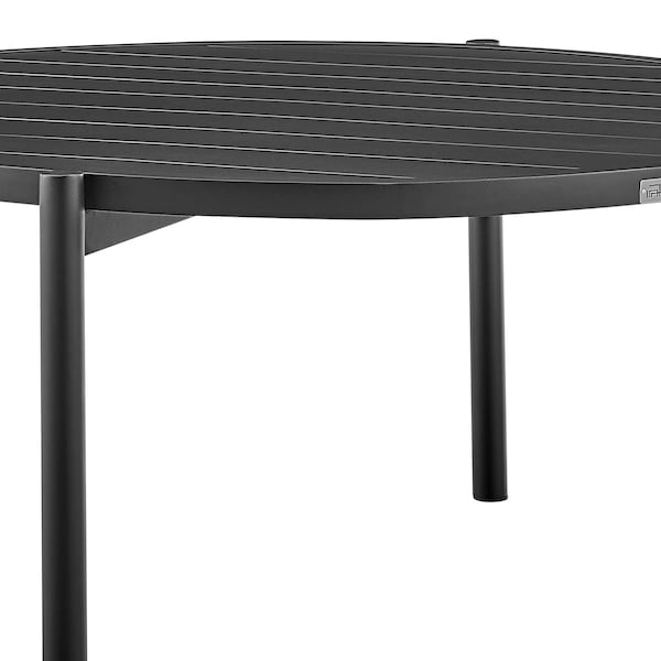 Armen Living Tiffany Outdoor Patio Round Coffee Table in Black Aluminum - 840254332577
