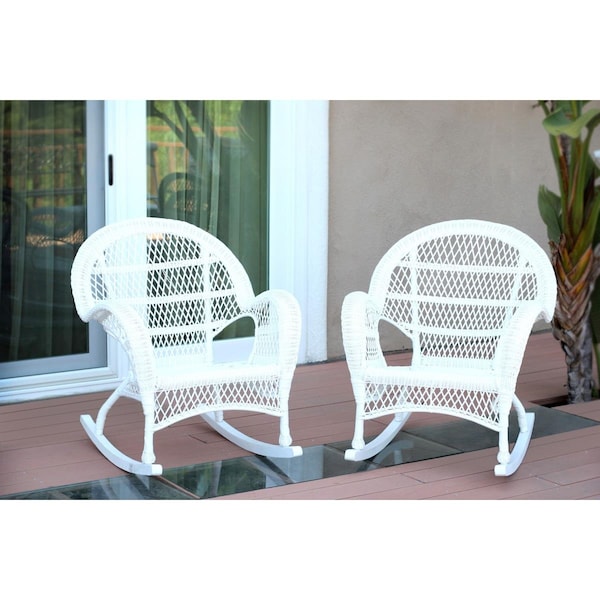 Jeco W00209-R-2 White Wicker Rocker Chair, 2PK - W00209-R_2