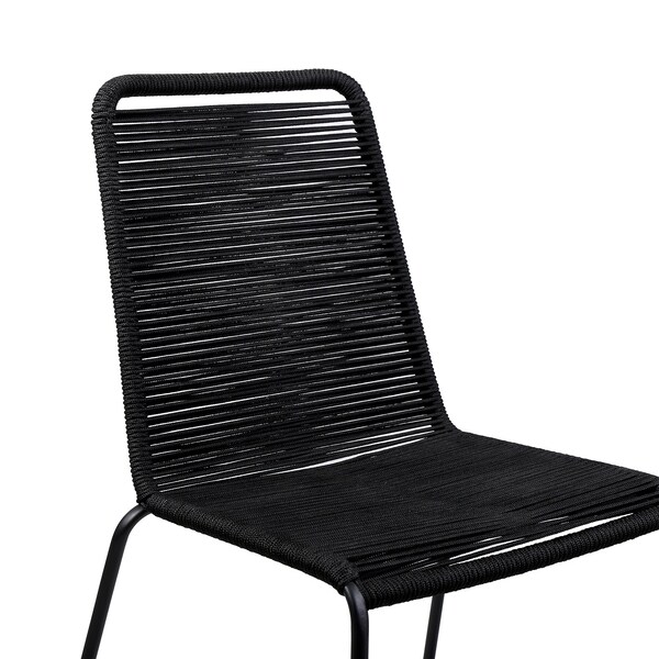 Armen Living Koala and Shasta 5 Piece Dining Set in Dark Eucalyptus and Metal with Black Rope - 840254332362