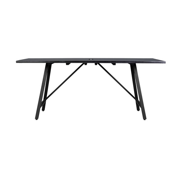 Armen Living Koala and Shasta 5 Piece Dining Set in Dark Eucalyptus and Metal with Black Rope - 840254332362