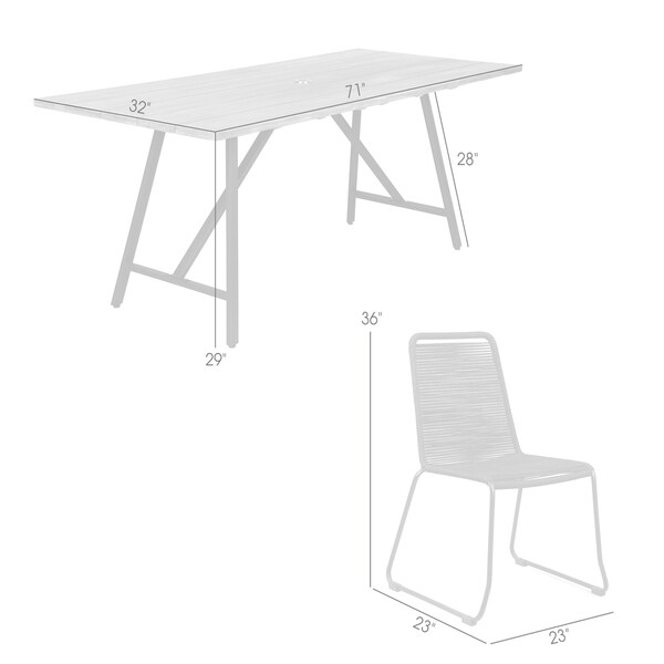 Armen Living Koala and Shasta 5 Piece Dining Set in Dark Eucalyptus and Metal with Black Rope - 840254332362