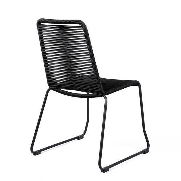 Armen Living Koala and Shasta 5 Piece Dining Set in Dark Eucalyptus and Metal with Black Rope - 840254332362