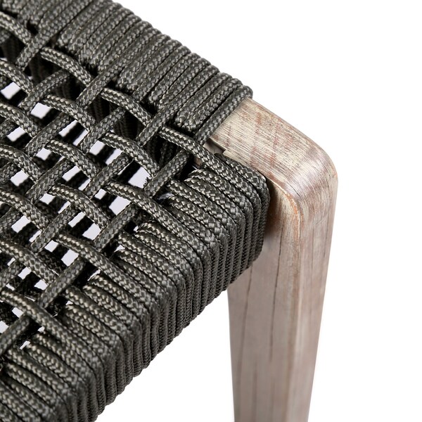 Armen Living Nabila Outdoor Light Eucalyptus Wood and Charcoal Rope Dining Chairs - Set of 2 - 840254333413