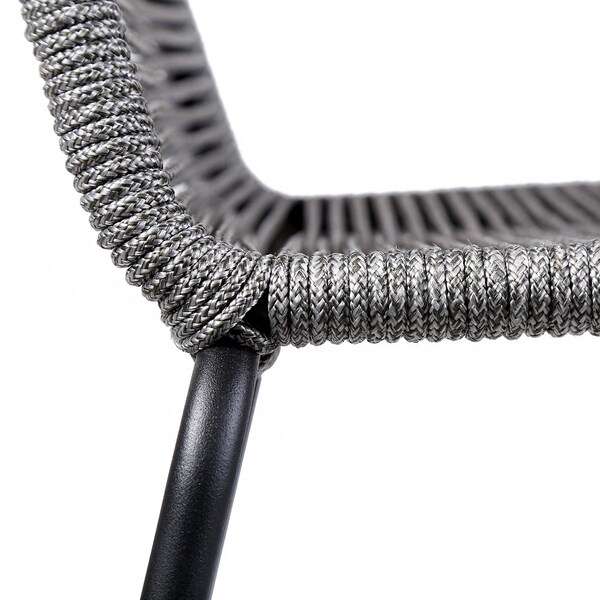 Armen Living Shasta 30" Outdoor Metal and Gray Rope Stackable Barstool - Set of 2 - LCSTBABLGRY30