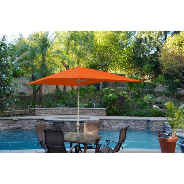 Jeco 6.5 x 10 ft. Aluminum Patio Market Umbrella Tilt with Crank - Orange Fabric & Grey Pole - UBP64-UBF69