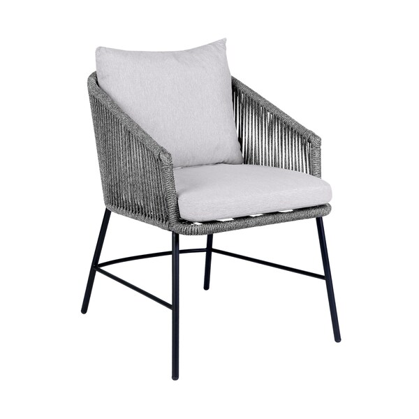 Armen Living Koala and Calica 5 Piece Dining Set in Light Eucalyptus and Metal with Gray Rope - 840254332348