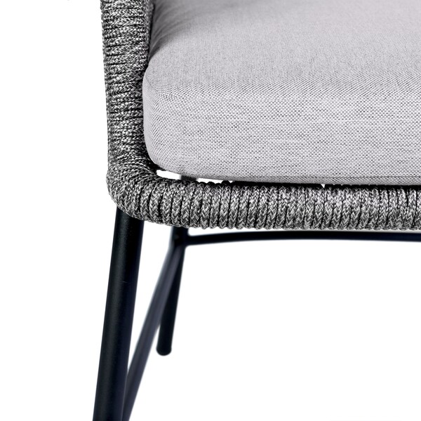 Armen Living Koala and Calica 5 Piece Dining Set in Light Eucalyptus and Metal with Gray Rope - 840254332348