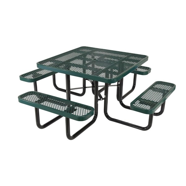 Vestil Square Picnic Table, Green, Expandable Metal, 80.5 in L - PT-MX-ST-46-GN