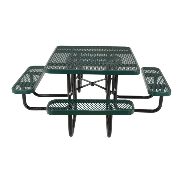Vestil Square Picnic Table, Green, Expandable Metal, 80.5 in L - PT-MX-ST-46-GN