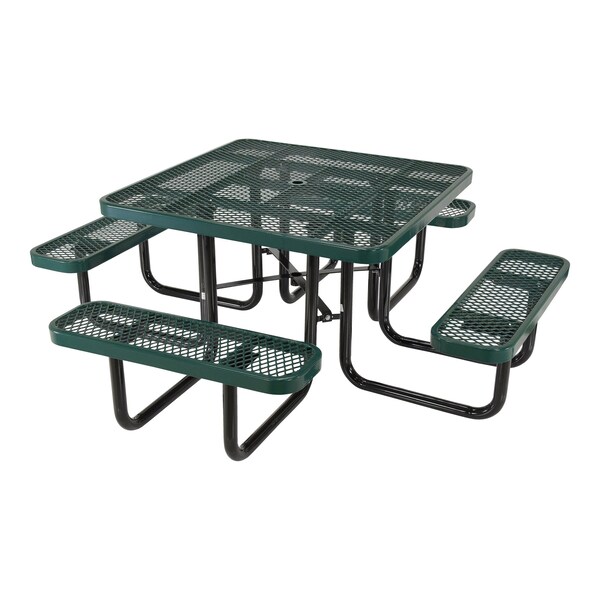 Vestil Square Picnic Table, Green, Expandable Metal, 80.5 in L - PT-MX-ST-46-GN