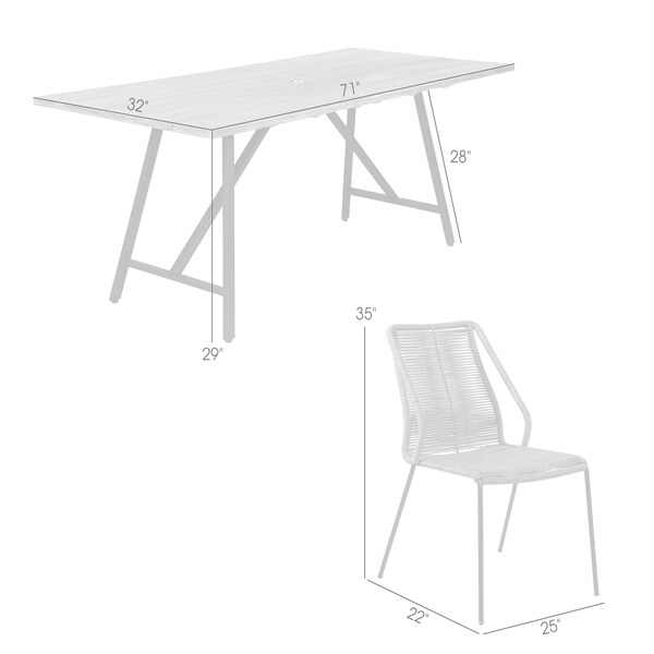 Armen Living Koala and Clip 5 Piece Dining Set in Dark Eucalyptus Wood and Metal with Black Rope - 840254332324
