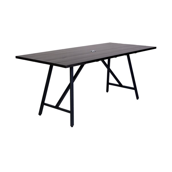 Armen Living Koala and Clip 5 Piece Dining Set in Dark Eucalyptus Wood and Metal with Black Rope - 840254332324