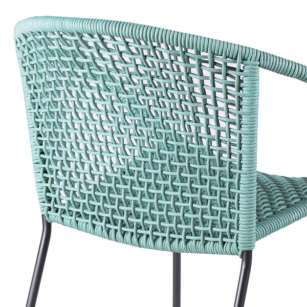 Armen Living Snack Indoor Outdoor Stackable Steel Dining Chair with Wasabi Rope - Set of 2 - LCSNSIWSB